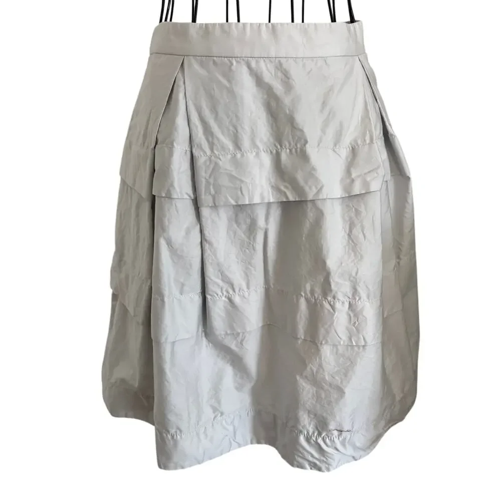 J. Crew 100% Cotton Pastel Grey Tiered Ruffled Skirt A-Line Preppy Minimalist 4